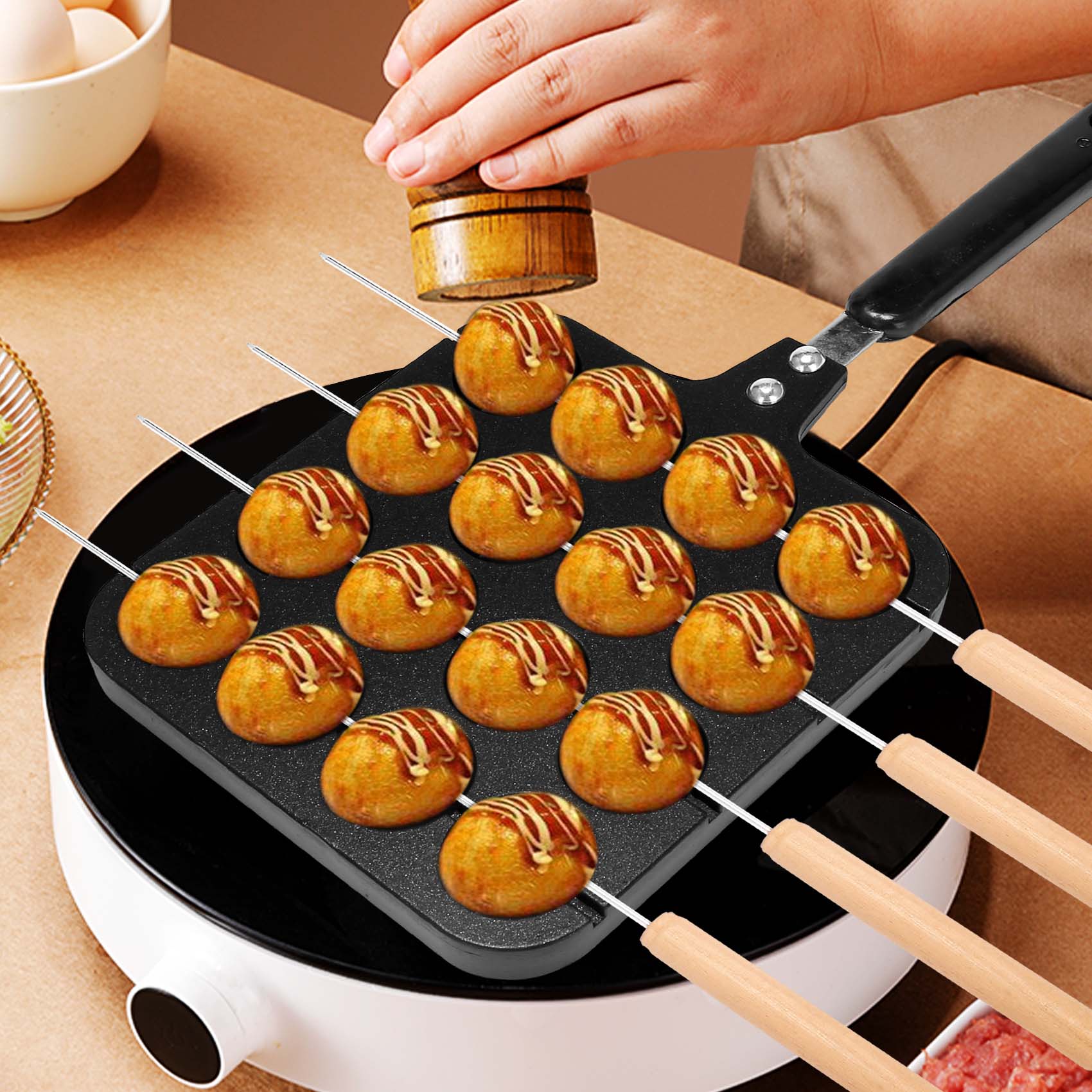 صينية شواء تاكوياكي من الألومن - مراجعة Takoyaki Grill Plate وسعره